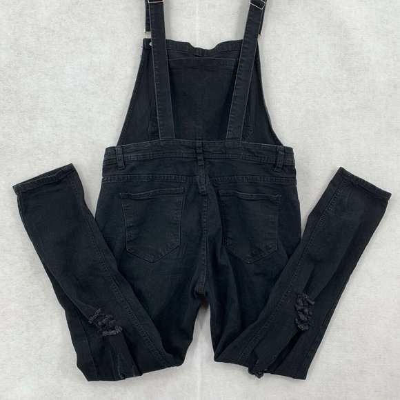 Women's Distressed Skinny Overalls - Picture 3 of 10